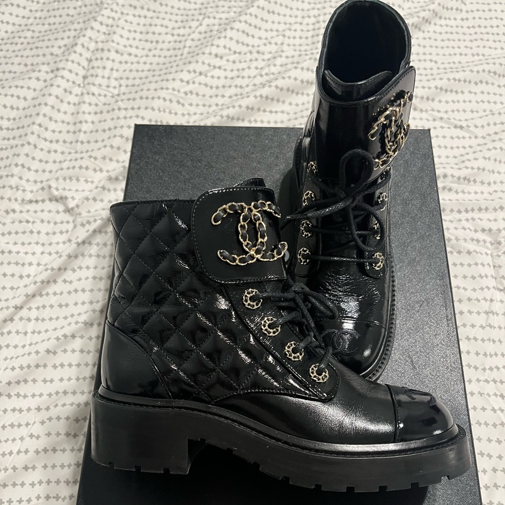 Chanel Women’s Rev Lace Up Boot in Great Condition